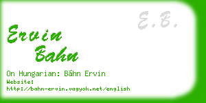 ervin bahn business card